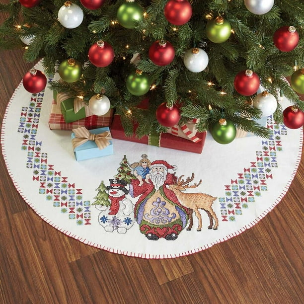 Herrschners® Santa & Friend Tree Skirt Stamped CrossStitch Kit