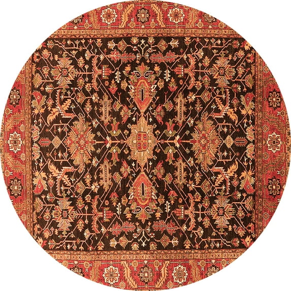 Ahgly Company Indoor Round Oriental Orange Industrial Area Rugs, 4' Round