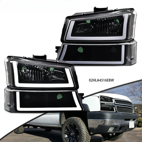 LED DRL Headlights Fit For 03-06 Chevrolet Silverado 1500 2500HD 3500 Front Lamp