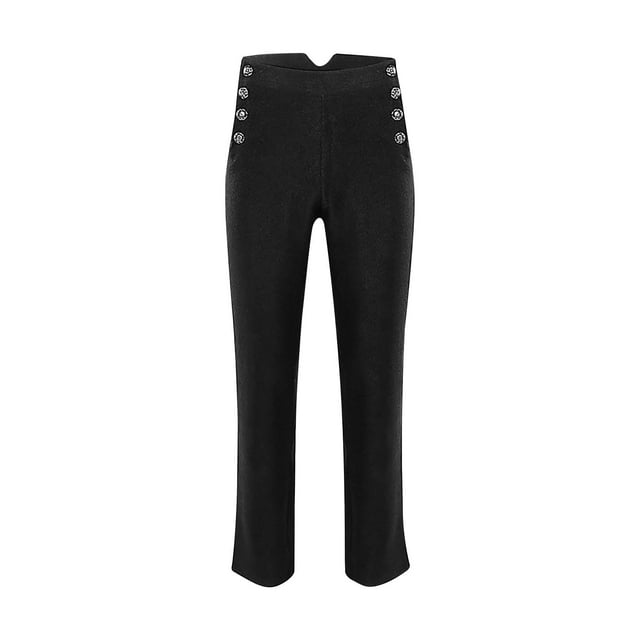 RKSTN Pants for Men Fall Gothic Pants Medieval Steampunk Retro Stage Performance Style Slim Button Trousers Loose Trousers Straight Leg Pants