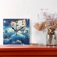thumbnail image 2 of Wall Clock Square Silent Non-Ticking Cute Cartoon Cat on Clouds Retro Battery Operated Clock 7.78 inch Home Kitchen Office Decoration, 2 of 7