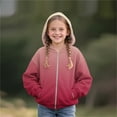 thumbnail image 5 of AHTJRT Girl's Jacket Gradient Color Long Sleeve Outerwear with Pockets Full Zip Hooded Coats Fall Winter Thermal Windproof Coats Wine 10-11 Years, 5 of 5