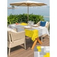 thumbnail image 5 of Outdoor Tablecloth with Umbrella Hole for Patio/Picnic/Party/Camping, Yellow Grey Waterproof Table Cloth Rectangle Table Cover Washable, Abstract Geometric Oil Painting Vintage Gradient (60"x 120"), 5 of 8
