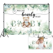 Yeele 10x8ft Bear Baby Backdrop Green Watercolor Leaves Lovely Bear We Can Bearly Wait Photography Background