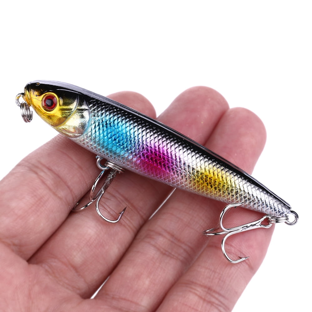 HENGJIA Fishing Lures Kit, Pencil Plopper Fishing Lures for Bass Trout Perch, Floating Fishing Lure with Topwater Minnow Pencil Popper Fishing Lures for Freshwater or Saltwater