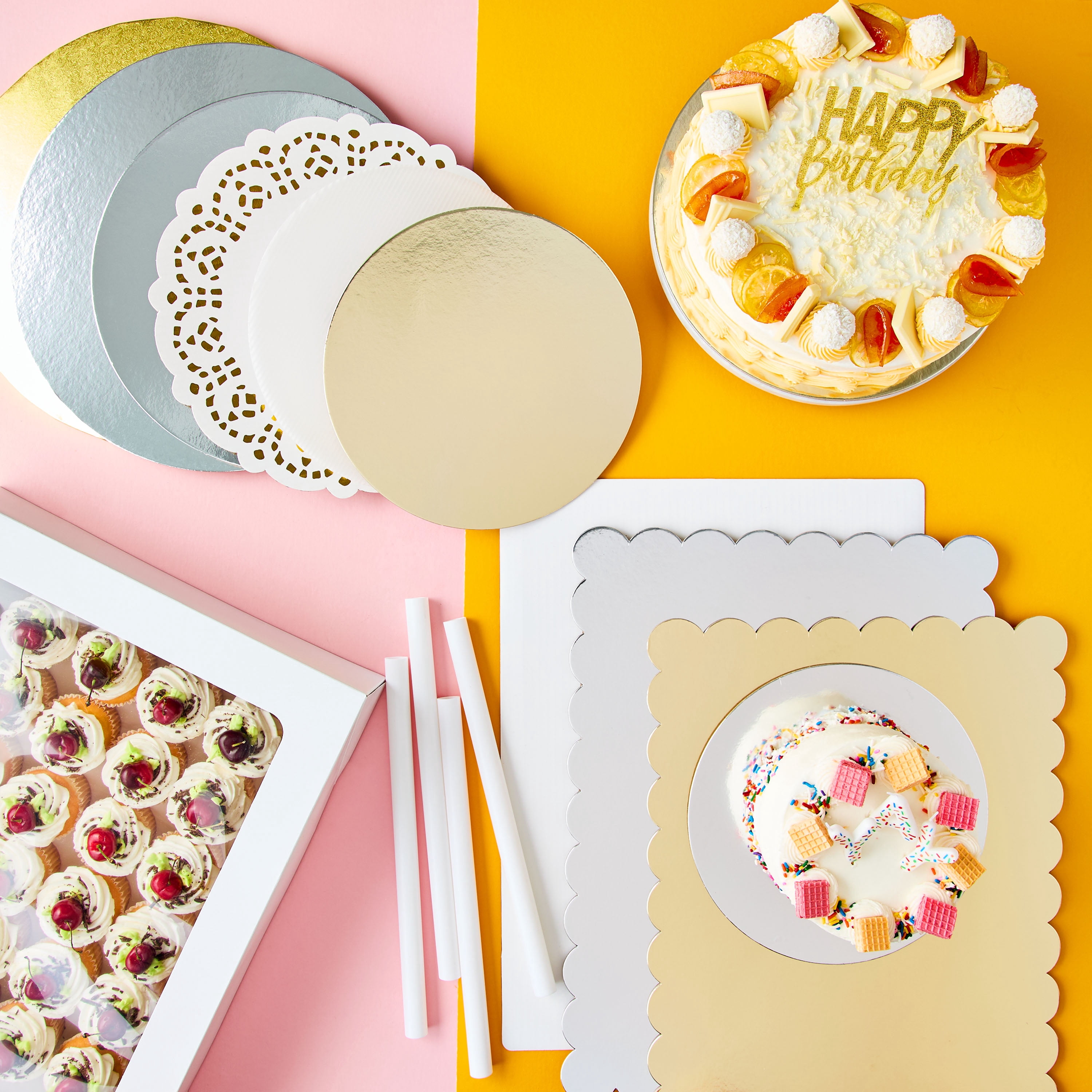 14" Gold Round Paper Cake Boards, 3 Count, by Way To Celebrate