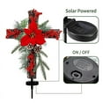 thumbnail image 6 of Christmas Stake, Solar Powered with Fairy Lights, Metal , Natural Rattan, Red Poinsettia & Berries, 6 of 6
