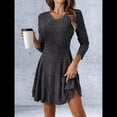 thumbnail image 4 of Vestido de Suéter de Larga, Vestido de Otoño, Cuello Redondo, Cintura Alta, Vestido Ajustado, Vestido Casual para Mujer Gris Oscuro S, 4 of 7