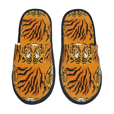 Balery Tiger Slient Indoor Furry Fleece Comfort House Shoes Soft Non-Slip Home Shoes Cotton slippers House Slippers-- Medium