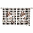 thumbnail image 2 of Coffee Gnomes Semi Sheer Curtains 45 Inch Length 2 Panels Set, Farmhouse Brown Bean Plaid Black Grey Sheer Kitchen Curtain Privacy Voile Window Curtain for Living Room Bedroom Rod Pocket Drapes, 2 of 7