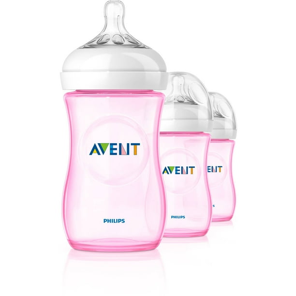 Philips Avent BPA Free Natural Pink Baby Bottles, 9 Ounce, 3 Pack