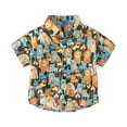 thumbnail image 2 of LYMAYTER Baby Boys Button down Short Sleeve Shirts Summer Cartoon Print Dress Shirt Tops for Toddler Kids 2-10Y, 2 of 10