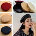 thumbnail image 5 of Fashion Warm Beanie Female Ladies PU Leather Berets Adjustable Hat French Artist Hat Beret Cap BEIGE, 5 of 8
