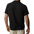 thumbnail image 3 of TAIAOJING Shirts For Men Solid Pocket Single Cotton Linen Short Sleeve Blouse Black XXL, 3 of 5