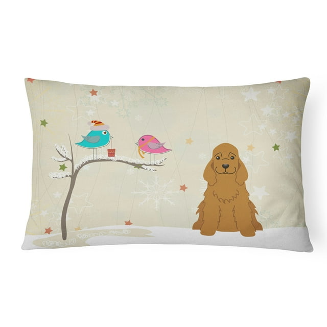 Carolines Treasures BB2567PW1216 Christmas Presents Between Friends Cocker Spaniel Red Canvas Fabric Decorative Pillow