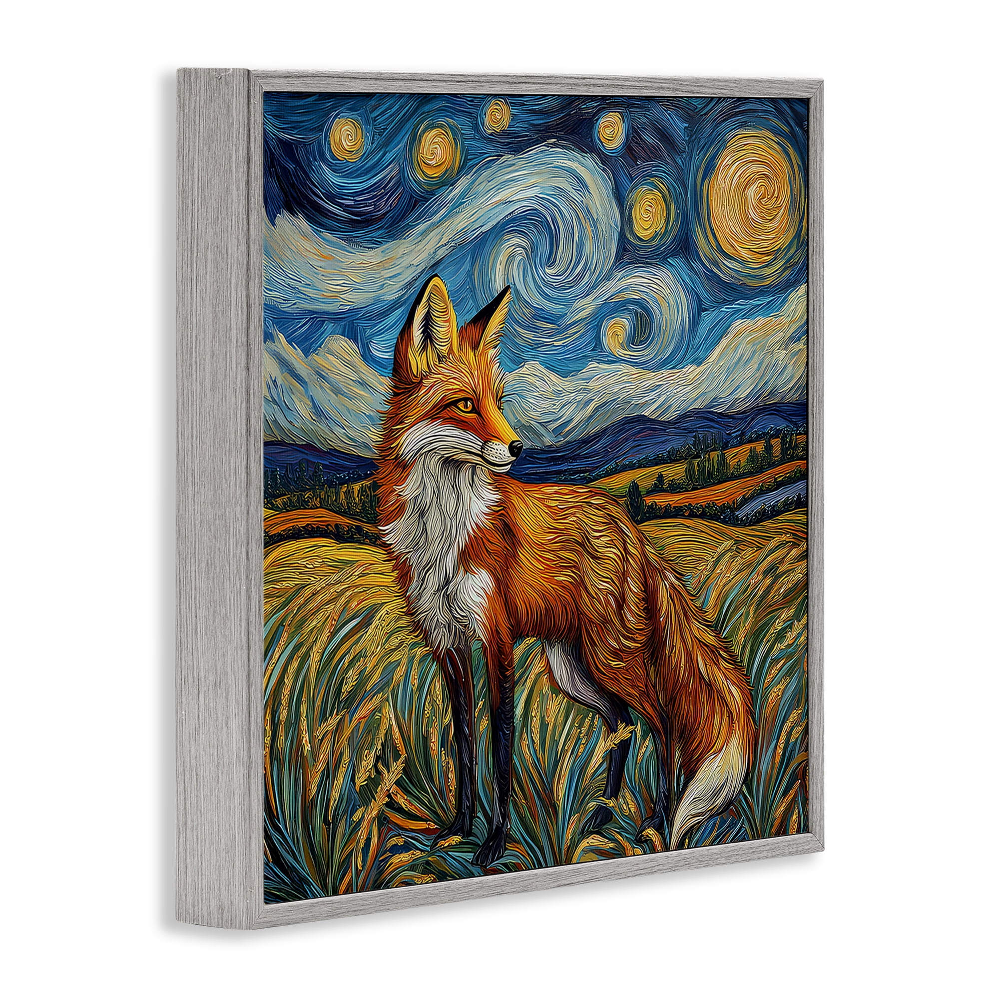 Stupell Industries Swirling Impressionist Fox Gray Framed Giclee Art, design by The Wands Want