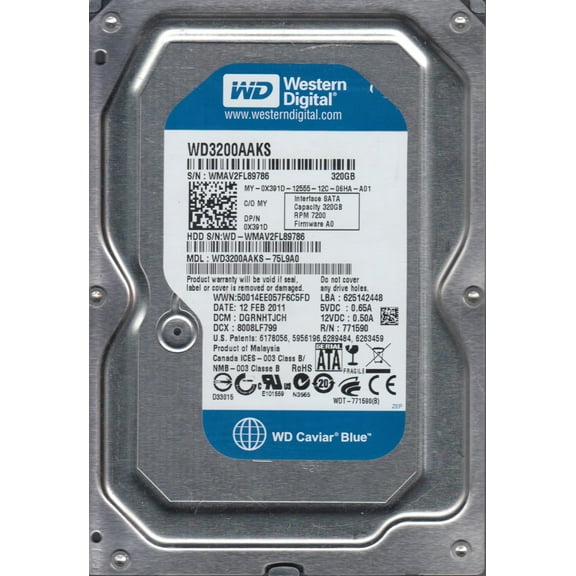 WD3200AAKS-75L9A0, DCM DGRNHTJCH, Western Digital 320GB SATA 3.5 Hard Drive