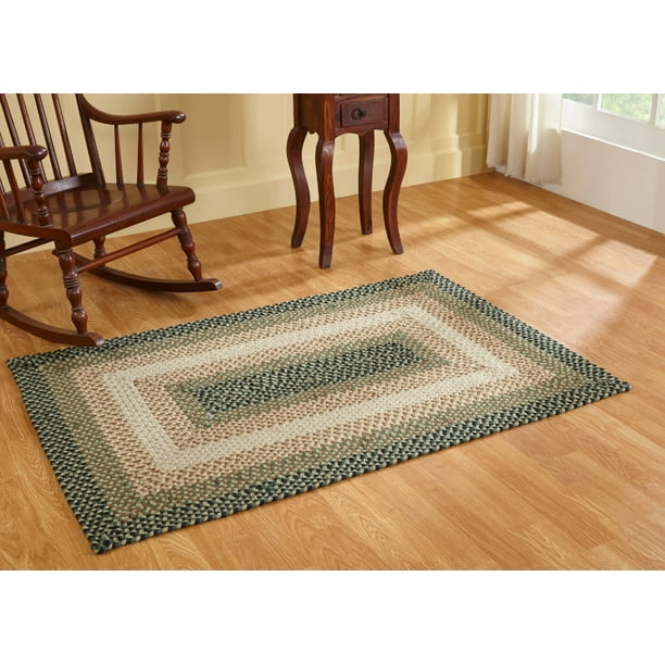 Better Trends Plymouth Braided Rug 20" X 30" Rectangular Green Striped