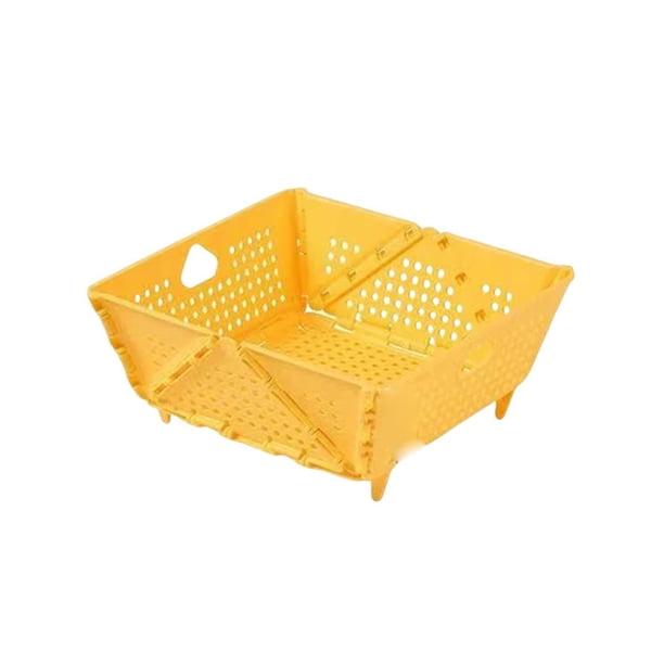 Cesta de Plástico Grueso para Frutas y Verduras | Cesta Plegable para Almacenar y Escurrir En La Cocina | Colador Multifuncional para Lavar y Pasta | Diseño Compacto