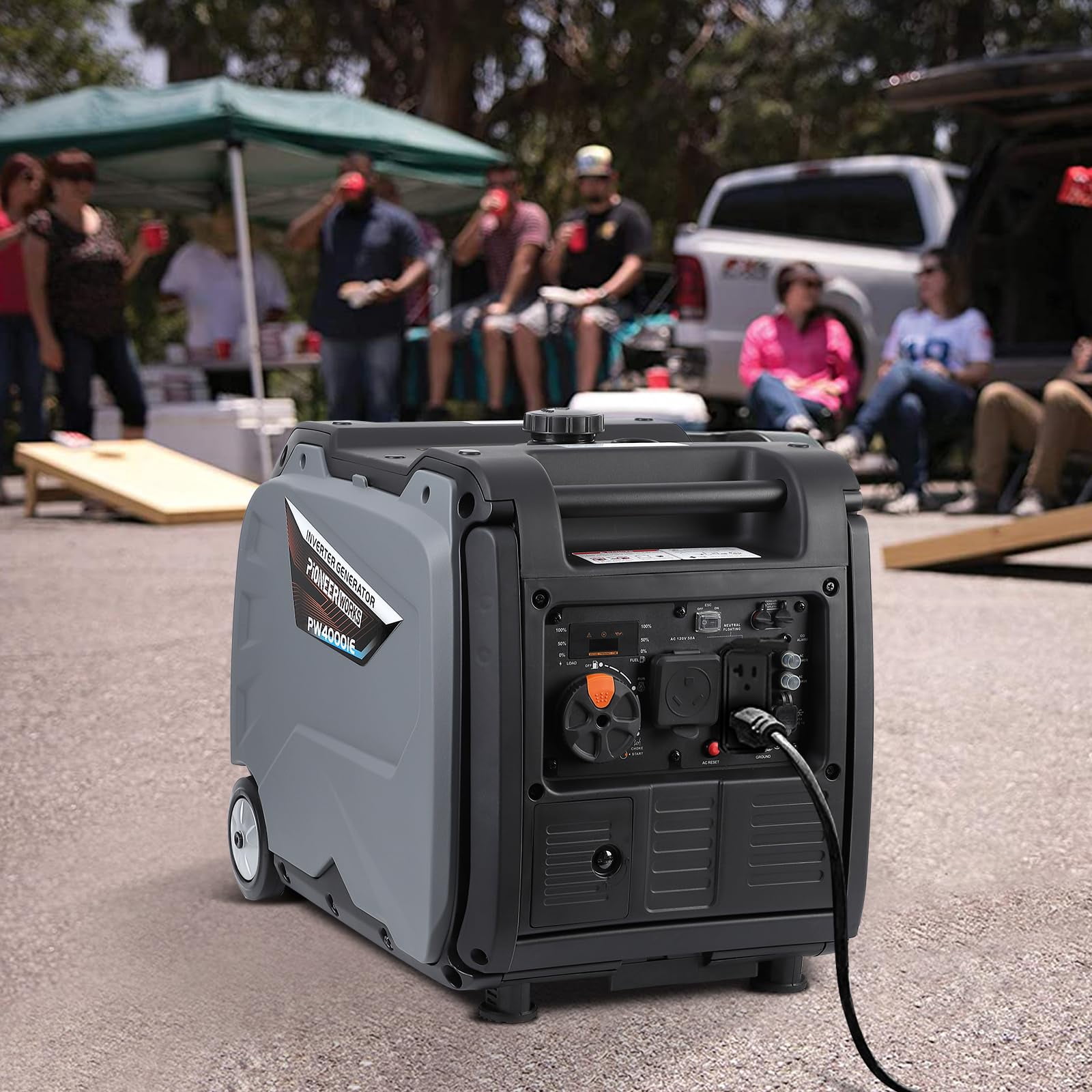 Generator for Camping, 4000 Watt Inverter Generator PortableRV Generator Super Quiet Generator with COgrey