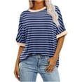thumbnail image 2 of GaThRRgYP Spring Tops for Women,Womens Shirts,Fashion Women's Casual Comfortable Print Round-Neck Short Sleeved Top Blouse T-Shirt Blue M, 2 of 5