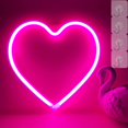 thumbnail image 1 of Luces de corazón de neón, señal de neón de corazón rosa, luz Led de corazón, para el hogar, luces de corazón operadas por USB/batería para dormitorio (rosa) JAMW Sencillez, 1 of 5