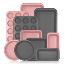 Bakeware Set Baking Pan Set Non-Stick Kitchen Oven Round/Square Cake Pan, Muffin Pan, Baking Pan, Cookie Sheet Set Baking Supplies Christmas Gray Pink Snowflake Pattern