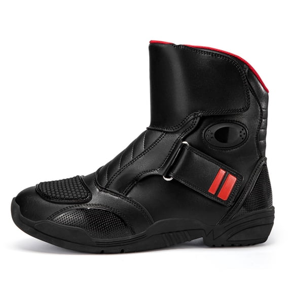 Men's and women's all-season motorcycle riding boots and motorcycle shoes,Black red,37