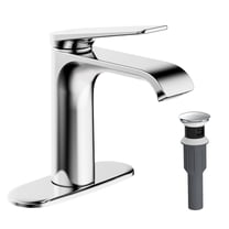 JOMOO Waterfall Bathroom Faucet, Spin-Lock Quick Install, Low-Lead Brass, Pop-Up Drain Included, Chrome