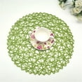thumbnail image 4 of 3 Pcs Dining Table Placemats Set,14.96 Inch Round Kitchen Table Mats,Disposable Handwoven Paper Circle Placemats,Paper Woven Decorative Place Mat,for Dinning Decor Wedding Centerpiece,Green, 4 of 4