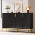 thumbnail image 1 of Armoire de Rangement Moderne, Buffet Console de 59 Pouces avec 4 Portes, Noir et Or, 1 of 8