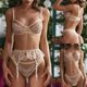 thumbnail image 2 of Gibobby Conjunto de lencería Sexy para Mujer Ropa Interior de Encaje Interior con Cuello V Ropa de Dormir(Caqui, CH), 2 of 5