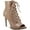 Luggage Smooth, variant on Womens Florita Pleather Zip Up Lace-Up Heels