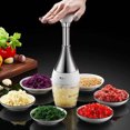 thumbnail image 3 of Picadora de alimentos manual, procesador de alimentos, picadora rápida de verduras, picadora de cebolla de acero inoxidable para ajo, ensaladas, nueces y hierbas., 3 of 6