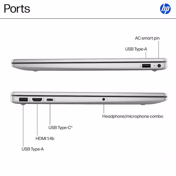 thumbnail image 5 of HP 15.6" Full HD Touchscreen Laptop, AMD Ryzen 5 7520U, 8GB RAM, 512GB Silver, 5 of 5