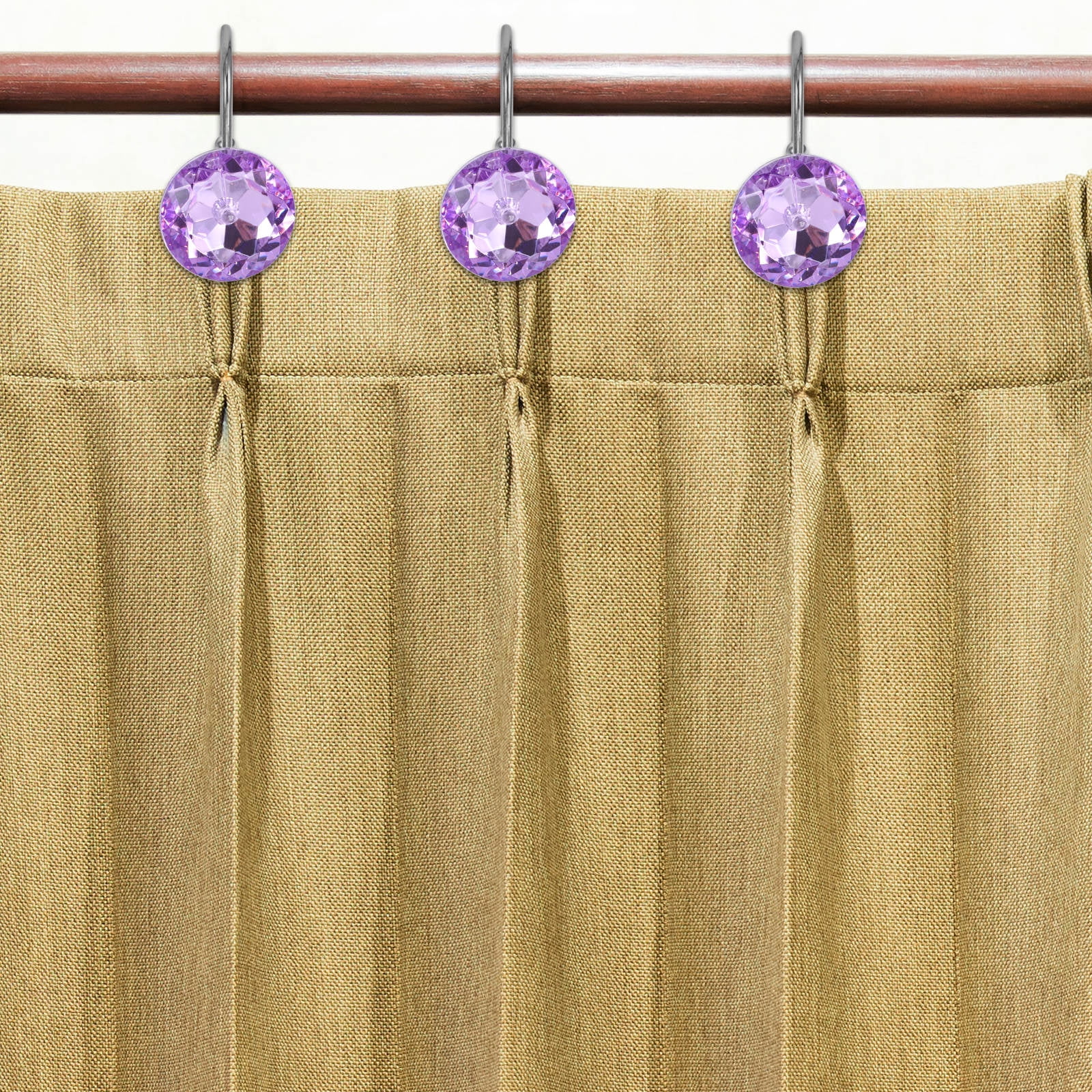 OUNONA 12 Pcs Bathroom Curtain Hooks Shower Curtain Hook 6.50X5.50X3.50CM Purple