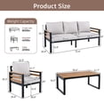 thumbnail image 3 of 4-Piece Outdoor Patio Furniture Set, A-cacia Wood Patio Sectional Sofa Conversation Set with Coffee Table and All-Weather Cushions for Garden and Backyard, Beige, 3 of 9