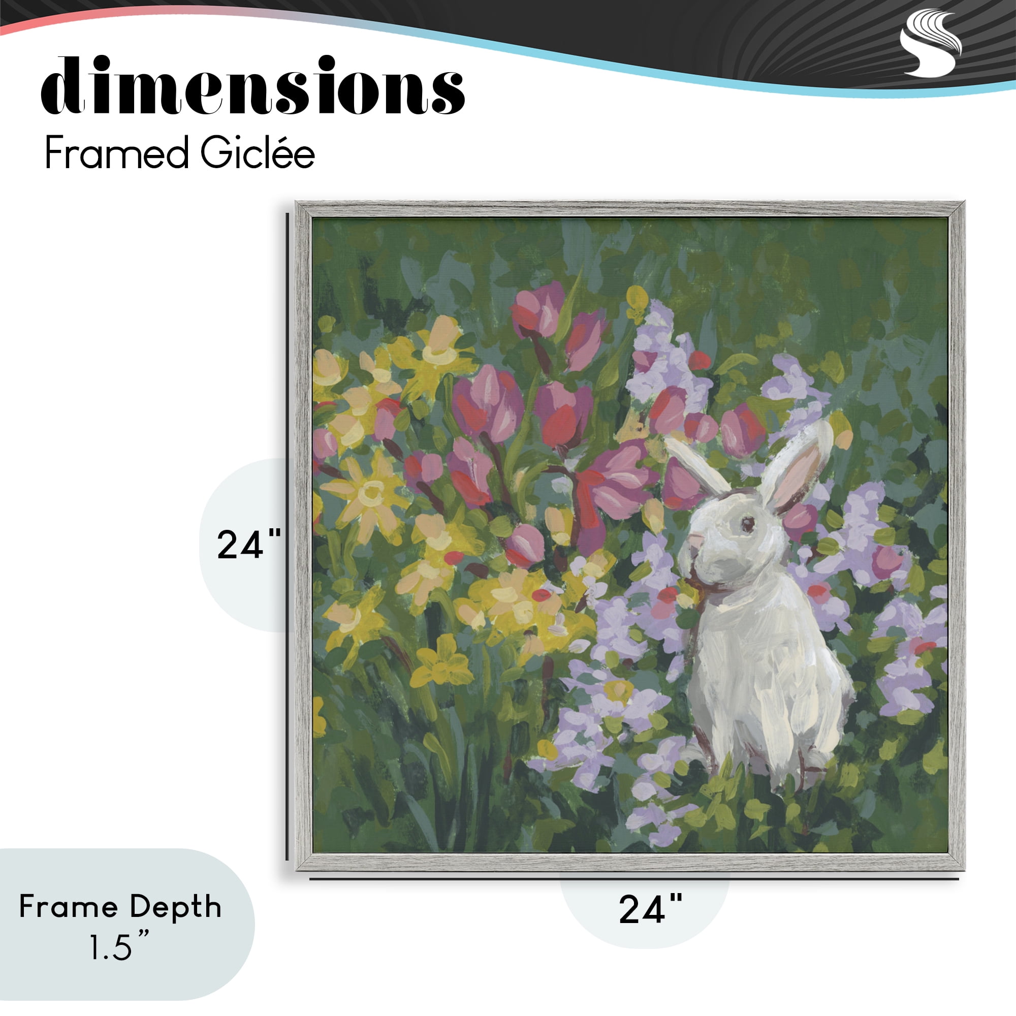 Stupell Industries Botanical Bliss Bunny Gray Framed Giclee Art, design by June Erica Vess