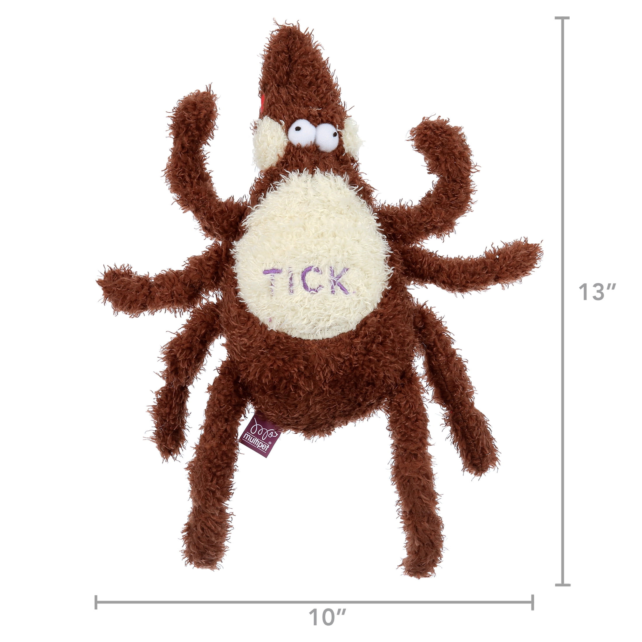 Multipet Plush Tick Dog Toy, Brown/Yellow