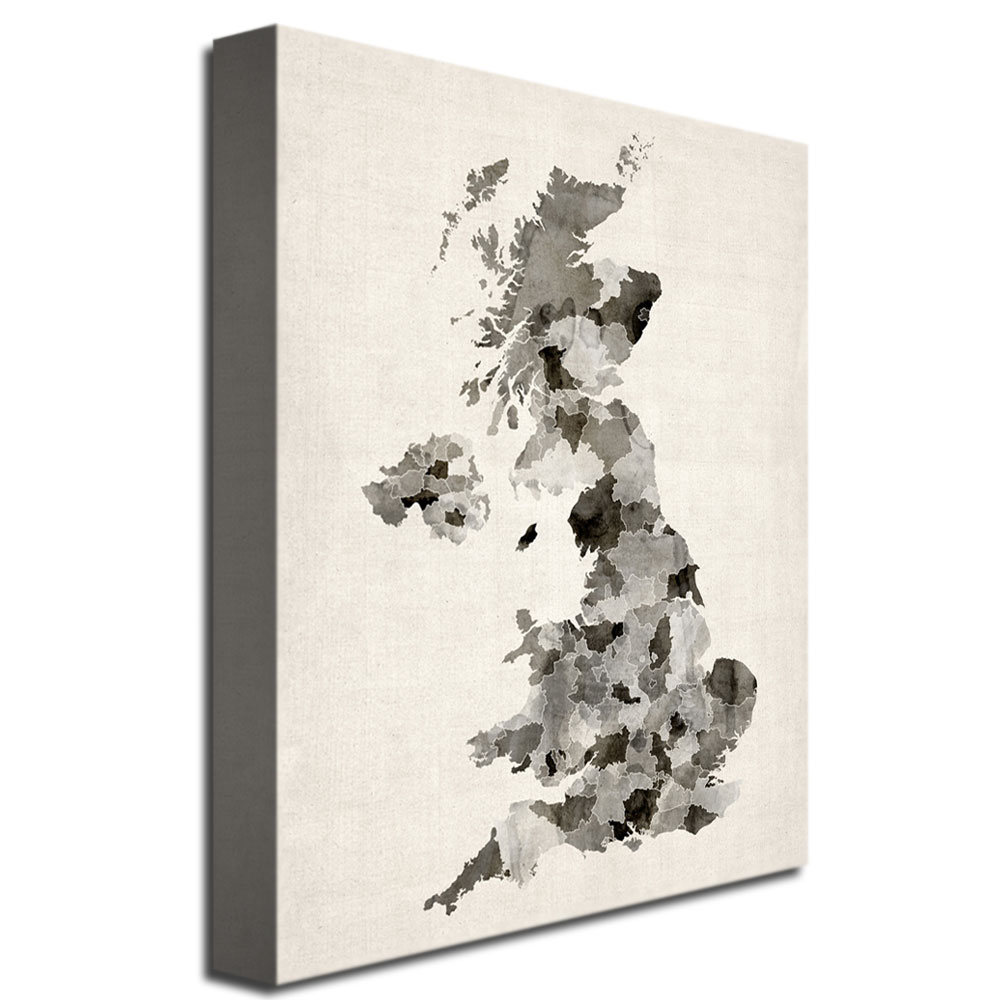 Trademark Art "UK Watercolor Map" Canvas Wall Art by Michael Tompsett