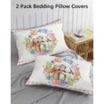 thumbnail image 2 of Easter Bunny Queen Pillow Cases Set of 2 - Microfiber Bed Throw Pillow Covers, Colorful Eggs Cute Rabbits Flowers Pink Plaid Decorative Lumbar Pillow Cover with Envelope Closure for Sofa 20"x30", 2 of 6