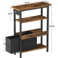 thumbnail image 2 of Narrow Side Table with Charging Station and LED Light, Slim Bedside Table for Bedroom, Rustic Brown, 2 of 6