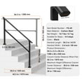 thumbnail image 2 of KFFKFF Outdoor Step Handrails, Fits 4-5 Steps, Sturdy Carbon Steel Stair Rail Kit with Install Tools, Safety Hand Rails for Seniors, Ideal for Concrete Steps, Porches & Decks, Square Black Design, 2 of 9