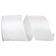 The Ribbon Roll - T92575W-030-40F, Satin Value Wired Edge Ribbon, White, 2-1/2 Inch, 10 Yards