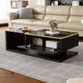 thumbnail image 2 of MODERNLUXE 39.4" Coffee Table with LED Lights, High-Gloss Centre Table Tea Table with Storage for Living Room,Small Space, White, 2 of 9
