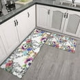 thumbnail image 2 of Pioneer Flower Floral Print Pattern Kitchen Rugs Sets Of 2,Anti Fatigue Kitchen Mat Rugs Non Slip Washable,Decorative Kitchen Floor Mats for Kitchen,Sink,Laundry,17"x30"+17"x47", 2 of 7