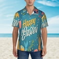 thumbnail image 2 of Balery Happy Easter Camisas hawaianas de manga corta para hombre, camisas playeras de corte holgado, camisas de vacaciones con botones,Large, 2 of 7