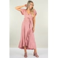 thumbnail image 2 of Maternity Faux Wrap Butterfly Sleeve Dress with Ruffles, 2 of 4