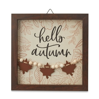 Way To Celebrate Harvest Hanging Sign, Hello Autumn Garland Sign, 10x10 inches