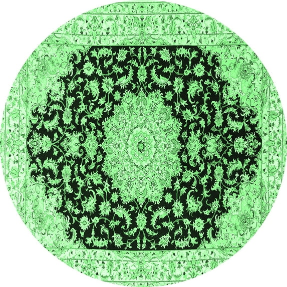 Ahgly Company Indoor Round Persian Emerald Green Traditional Area Rugs, 8' Round